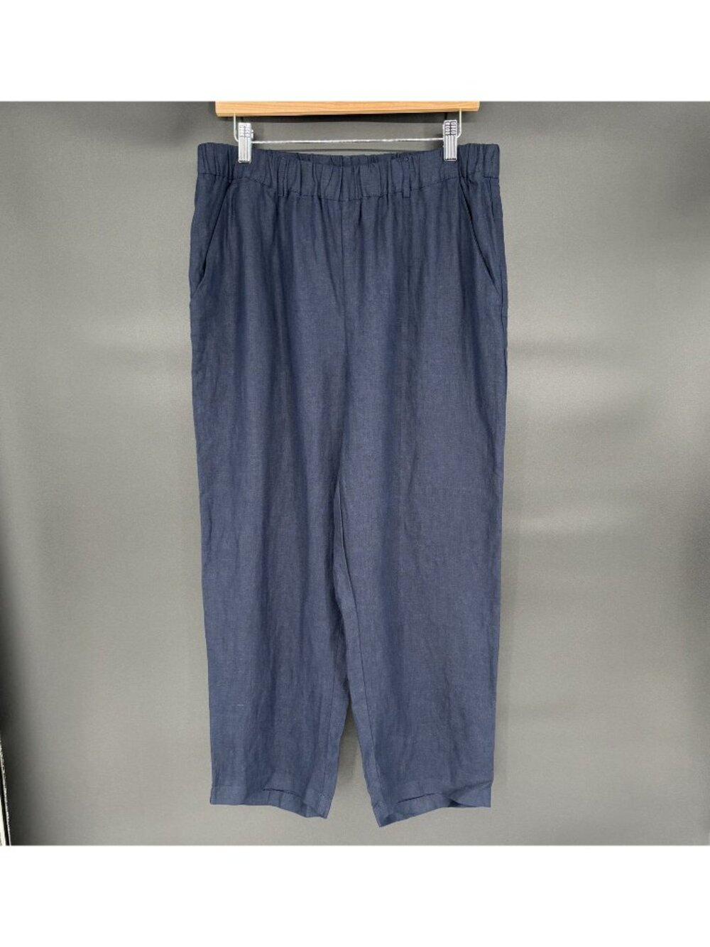 NWT Quince Womens 100% European Linen Pants Large Deep Navy Coastal Quiet Luxury